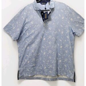NWT! Polo Golf Ralph Lauren Mens Polo Shirt XL Blue Tennis Golf All Over Print**